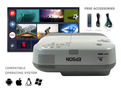 Ultra Short Throw 3LCD Projector for Limited Space Setup 2600 Lumens WXGA w/Kit