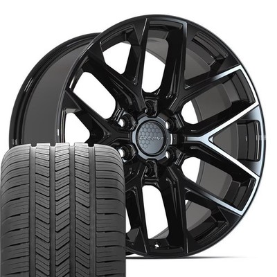 DF17B Black 20x9 Wheels & Goodyear Tires Set Fits RAM Nissan Infiniti