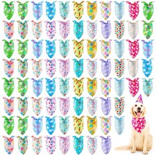 100 Pcs Easter Dog Bandanas Bulk Colorful Easter Egg Bunny Carrot Dog Scarf P...