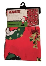 PEANUTS SNOOPY & GANG RED CHRISTMAS FABRIC SHOWER CURTAIN 70”x 72” 🆕🆓SHIPPING!