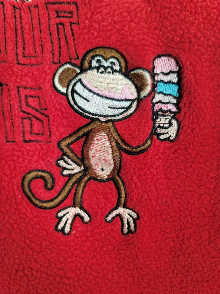 Sudadera con Capucha Vintage Y2K Bobby Jack Niñas XL Rojo Vellón Bordado Mono Mimado Foto 3 de 4