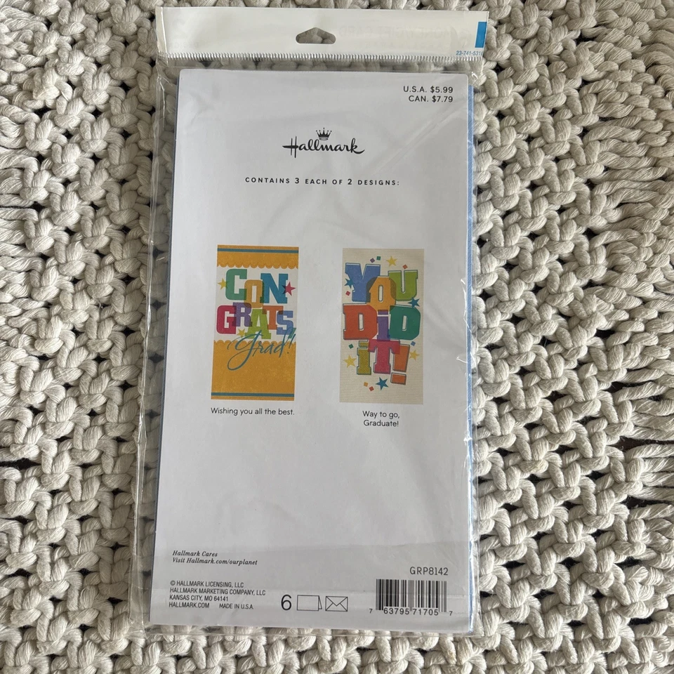 Hallmark Graduation Cards With Envelopes Set Of 6 Two Designs - Image 2 of 4