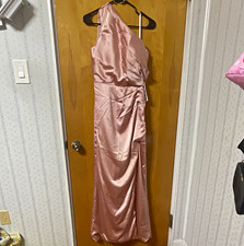 Witness of Love Pink Satin One-Shoulder Sleeveless Polyester Bridesmaid Dress