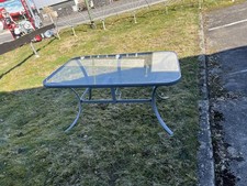 Gartentisch Glas Metall 150 x 97 cm Grau