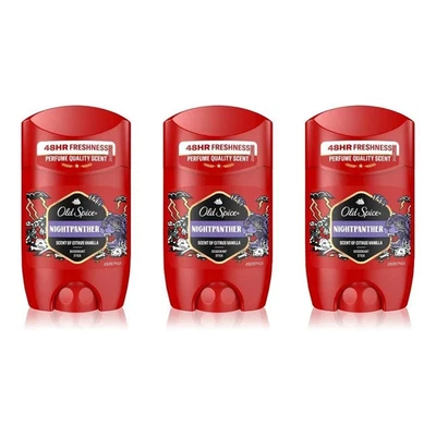 Old Spice NightPanther Deodorant Stick Citrus Vanilla 48HR Freshness - 3x 50ml