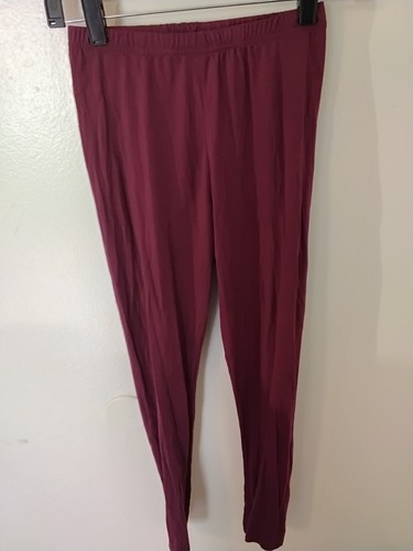 Just B Women's Burgundy Solid Ankle Pull-On Leggings Elastic Waist Stretch M