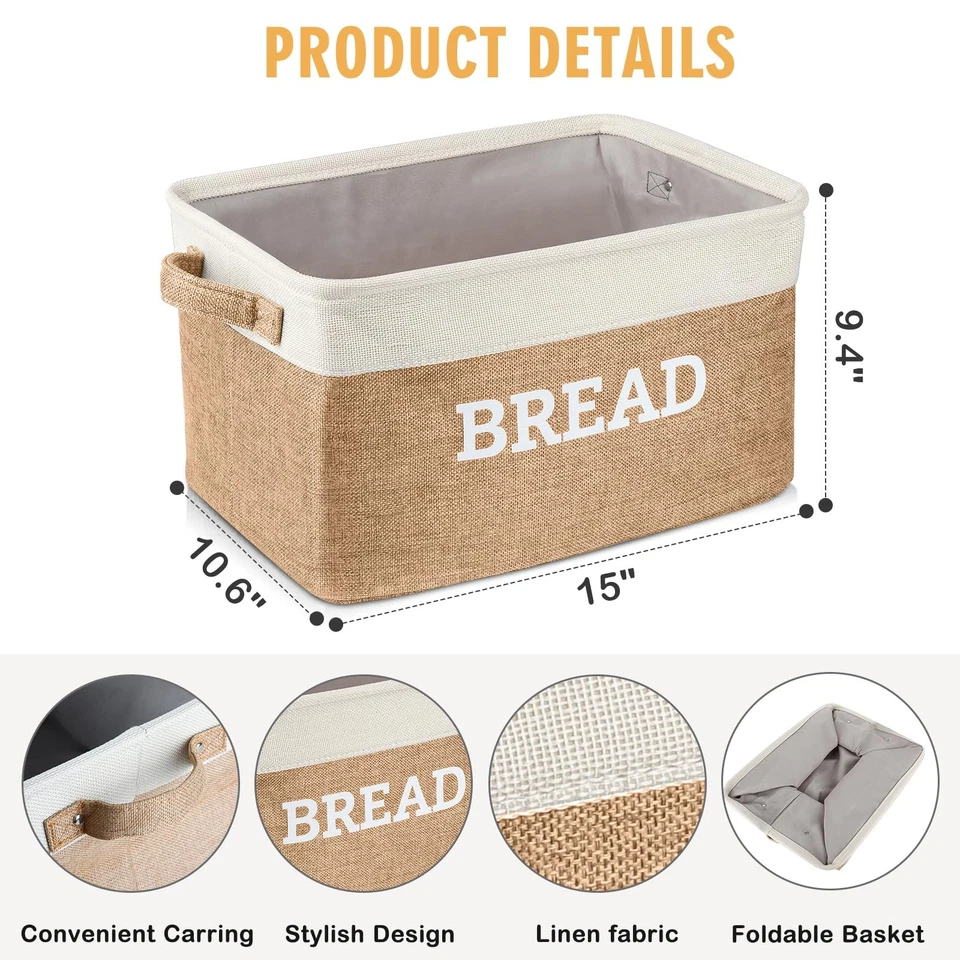 Bread Storage Basket for Kitchen, Foldable Fabric Bread Keeper Bread Storage ... - Image 2 of 4