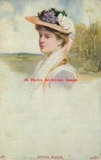 Unknown Artist, Porter No 107, Spring Beauty, Woman with Violets on Her Hat