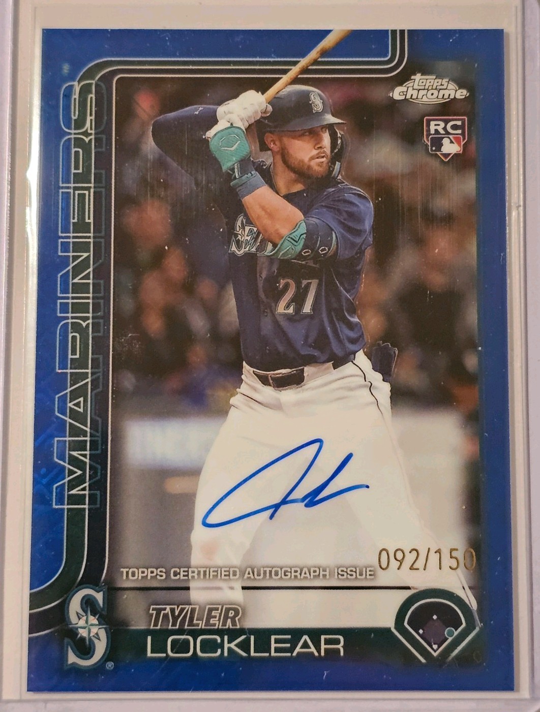 2025 Topps Chrome Tyler Locklear RC Auto Blue Logofractor /150 Mariners #RA-TL