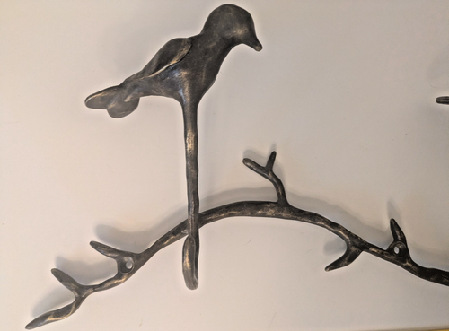 VINTAGE WANDKLEIDERBÜGEL VOGELZWEIG BRONZEGUSS WUNDERSCHÖN! - Bild 3 von 8