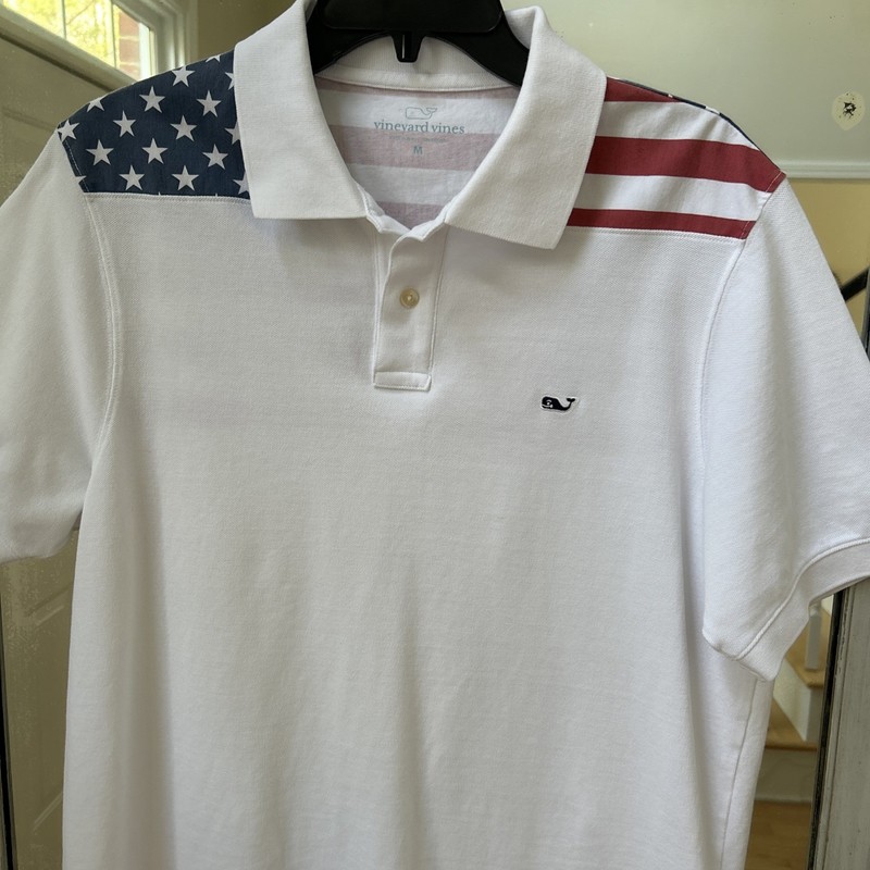Vineyard Vines Men’s Sz Med Short Sleeve Patriotic Mesh Polo