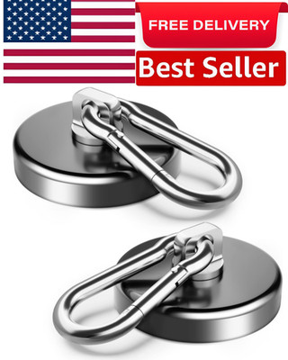 170LBS Heavy Duty Magnet with Carabiner Hook, Strong Magnetic Hooks for Hanging