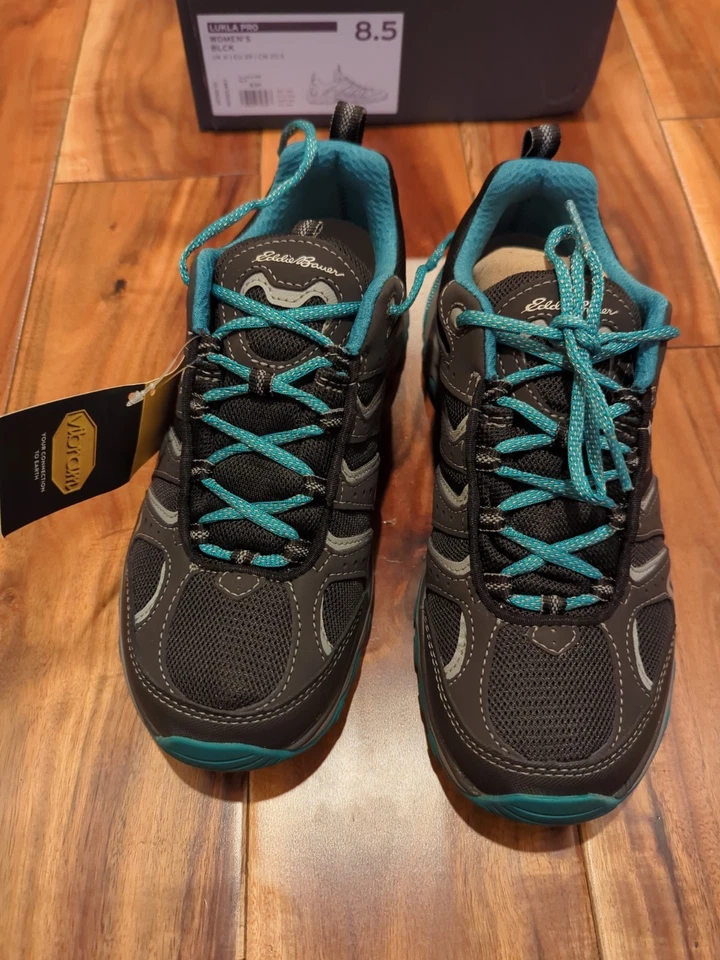 Eddie Bauer Women’s Lukla Pro Trail Hiking Shoes 8.5M Black Teal Vibram NEW - Image 3 of 4