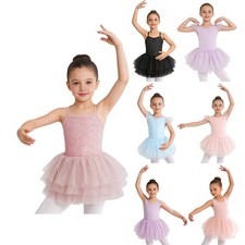 Girls Dancewear Ballet Skirted Tango Tutu Dress Ballerina Ballroom Party Samba