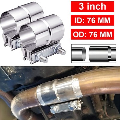 2PCS 3'' Inch Stainless Steel Lap Joint Exhaust Clamp for Catback Muffler Pipe