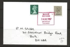 gb12 GB RAILWAYS 1987 cvr pmk boxed BANGOR GWYNEDD DATAPOST COURIER.