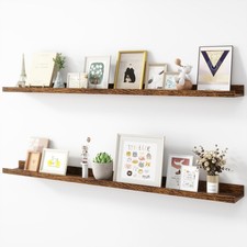 Acovy 48" Wood Floating Picture Ledge Shelves - Set of 2, Wall Mounted Display