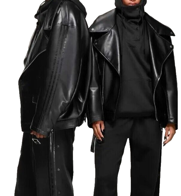 adidas IVY Beyonce Tour Moto Vegan Leather Jacket Black Coat adidas IVY Beyonce Tour Moto Vegan Leather Jacket Black Coat