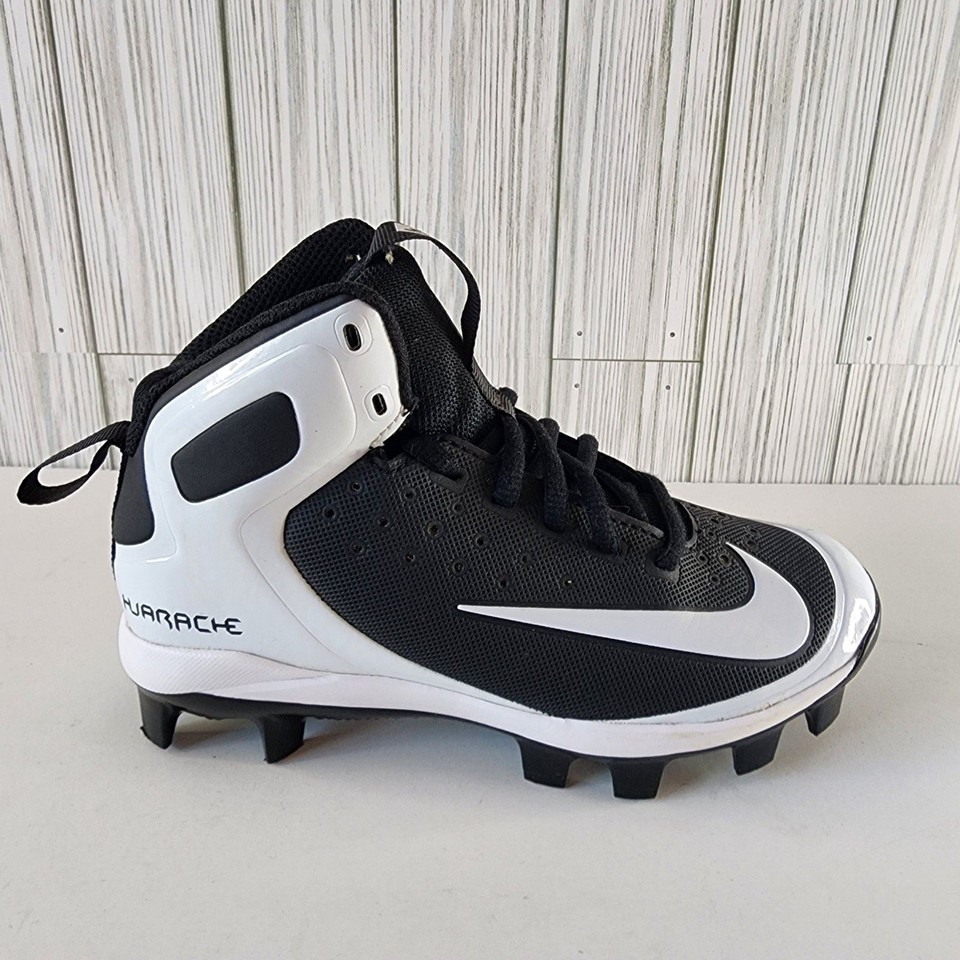 Nike Alpha Huarache Pro Mid MCS BG Baseball Softball Cleats Black Size