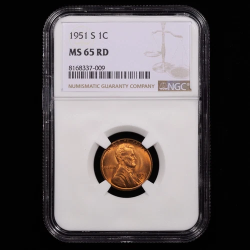 1951-S Lincoln Wheat Cent 1c - NGC GRADED MS65 RD