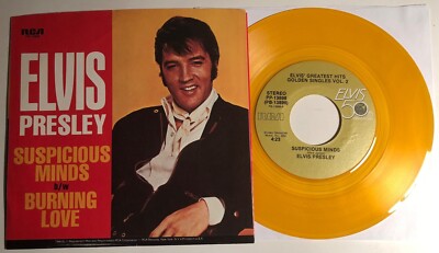 Elvis Presley / Suspicious Minds & Burning Love / 1985 45rpm & PS / Mint