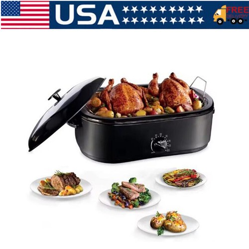 Horno tostador de pavo eléctrico 16QT con tapa auto-bastante de acero inoxidable EE. UU. - Imagen 6 de 10
