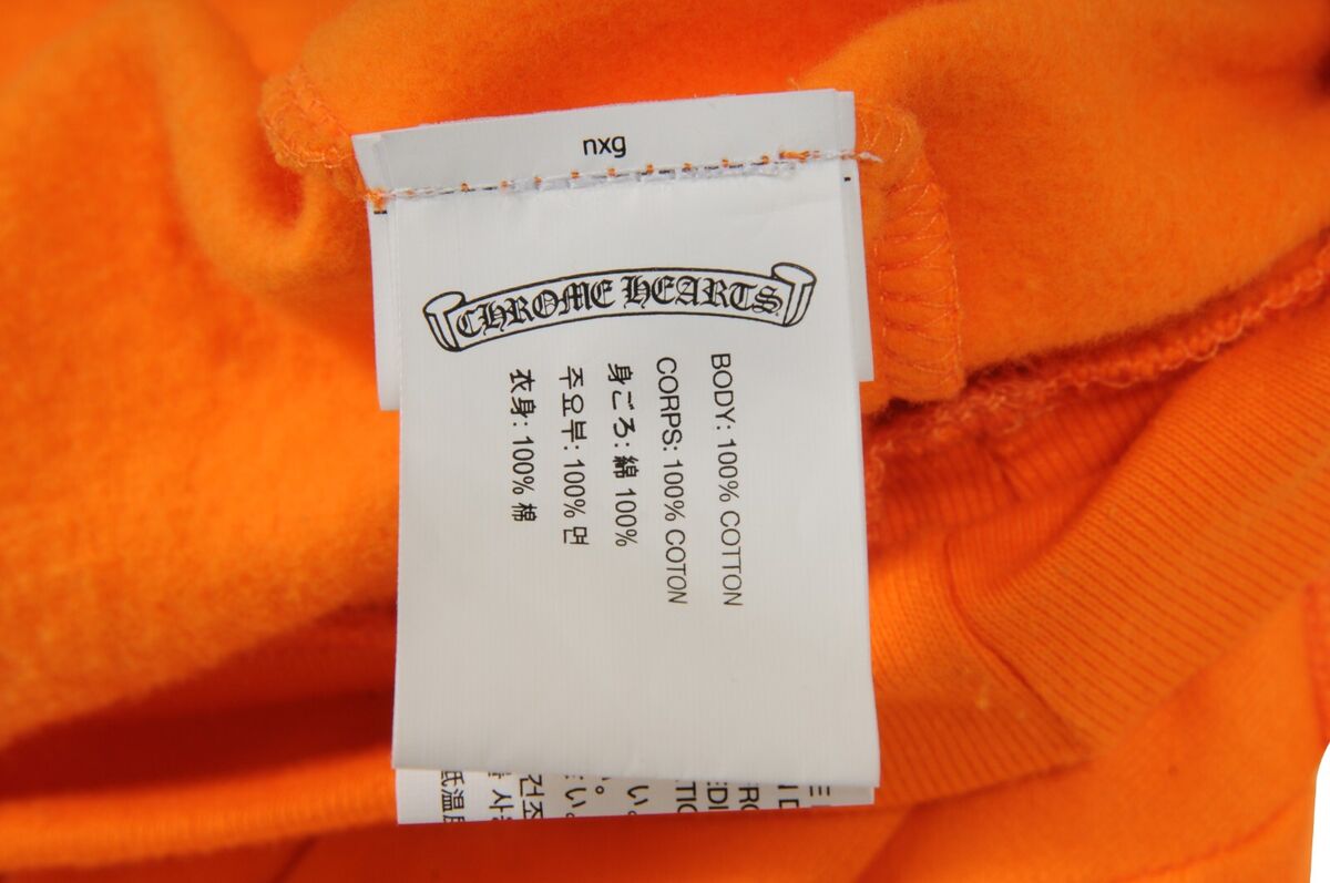 Chrome Hearts Men Off-White Hoodie Small Orange Black Logo Chrome Hearts Men Off-White Hoodie Small Orange Black Logo