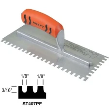Kraft Tool Notch Trowel U-Notch 3/16" x 1/8" x 1/8" Made in the USA