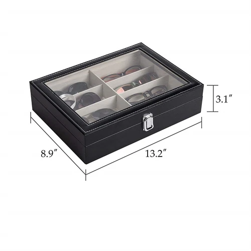 8 Slot Glasses Case Sunglasses Box Display Eyeglasses Storage Organizer Black - Picture 2 of 23