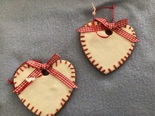 Gingerbread Heart Iced Poly Clay Dimensional Ornaments 2 New