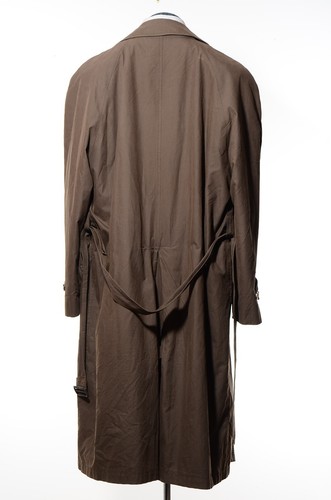 44L Long Jos A Bank Olive-Brown Single-Breasted Belted Trench Rain Coat w/ Liner - Picture 7 of 10