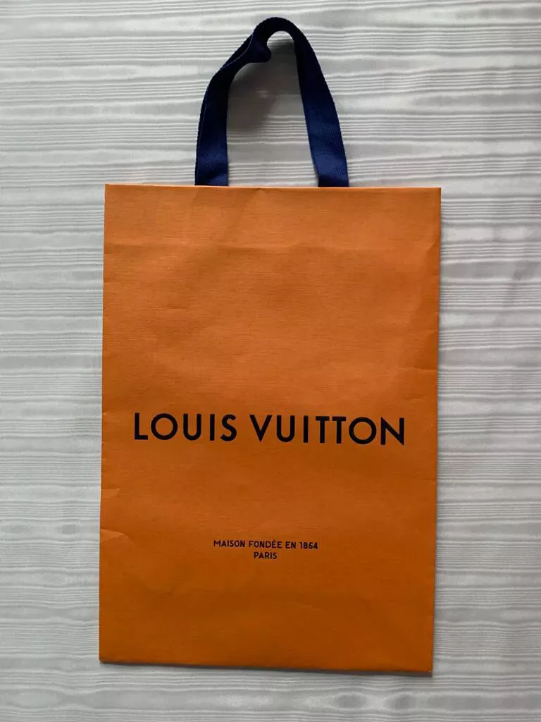 Louis Vuitton Logo Shopping Bag Gift Bag Orange 14 x 9 3/4 x 4 1/4