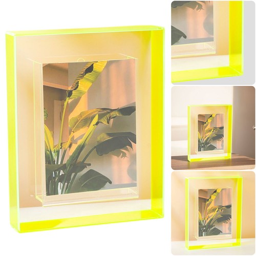 5 Inch Floating Picture Frame Acrylic Photo Frame for Office (Fluorescent Green) - Bild 4 von 8