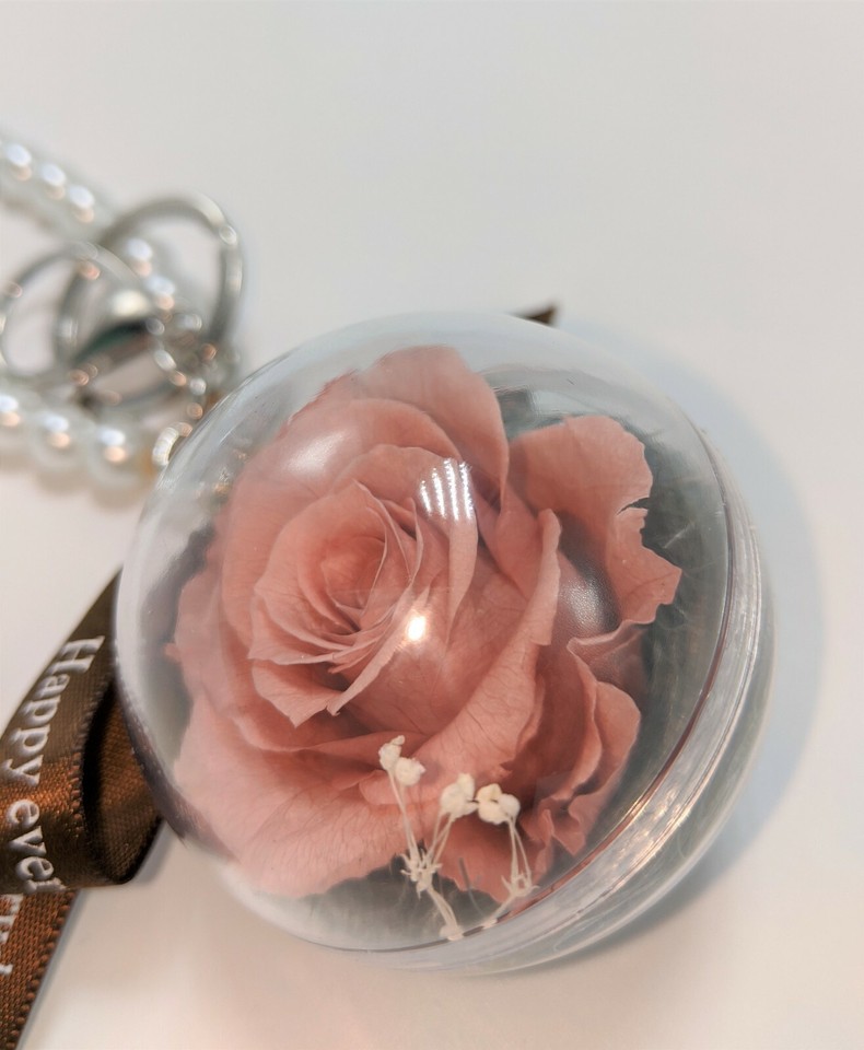 Pink Keychain Rose W/ Pearls Eternity Rose Preserved Rose Keyring ...