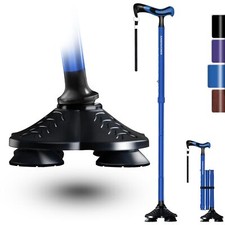 Walking Cane for Men Women Stability Free Standing Foldable Cane Ergonomic Ha...