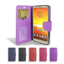 For Motorola Moto E5 Plus/ E5 Supra Leather Wallet Flip Folio Stand Case Cover