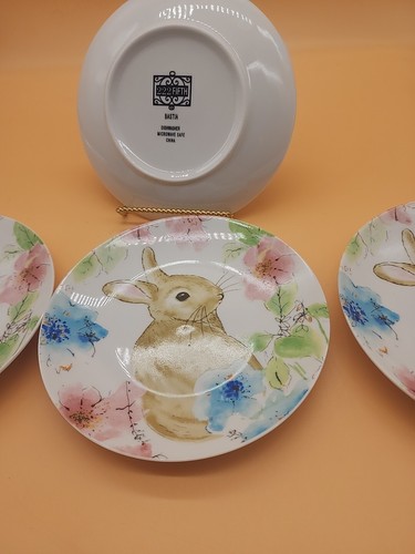 4 Bastia 222 Fifth Spring Easter Bunny Rabbit Plates 6 3/8” Appetizer Dessert - Picture 5 of 8