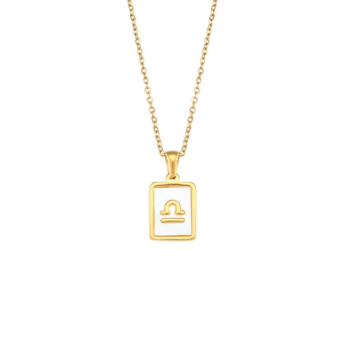 1pc Gold 304 Stainless Steel Twelve Constellations Shell Pendant Necklace - Picture 17 of 35