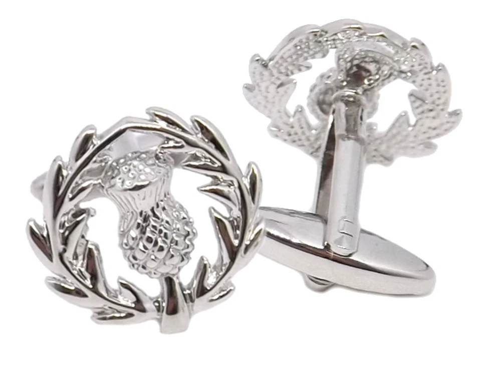 Scozzese Scott Scozia Argento Rodio Cardo Regalo Gemelli Diretta - Immagine 3 di 4