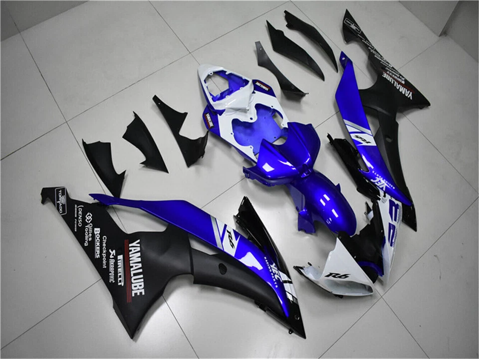 Kit de carenado de molde de inyección FU azul negro apto para 2008-2016 YZF R6 YAMAHA r003 Foto 3 de 4