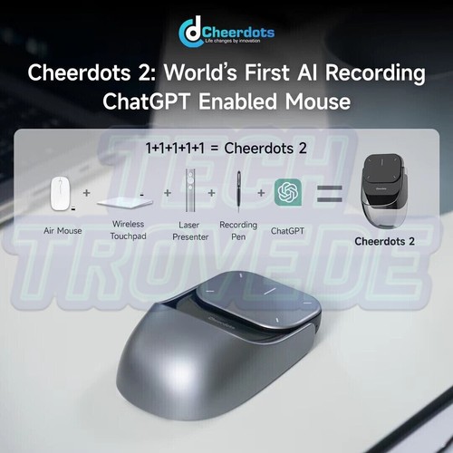 Cheerdots2 Bluetooth Detachable AI Air Mouse Wireless Split AI-Recording Mouse