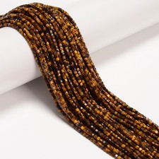 Natural Yellow Tiger Eye Faceted Cube Beads Size 2mm 15.5'' Strand