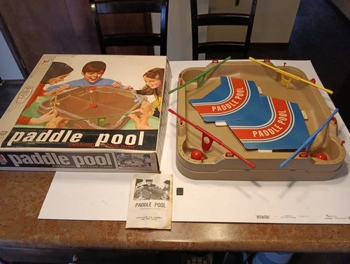 Vintage 1970, Milton Bradley, Paddle Pool Game w Original Box, 100% Complete!