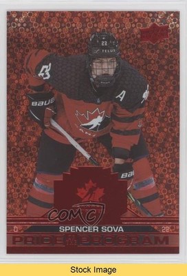 2022 Team Canada Juniors Red Champagne Foilboard Spencer Sova #87 READ 0cv