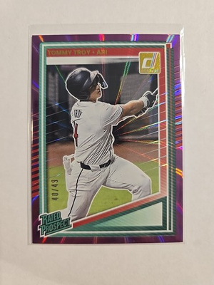 #ad 2025 Panini Donruss Rated Prospects Tommy Troy #138 Purple Laser 49 RC $4.99