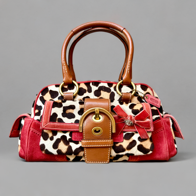 Coach Y2K Red Suede Ocelot Leopard Haircalf Soho Satchel Shoulder