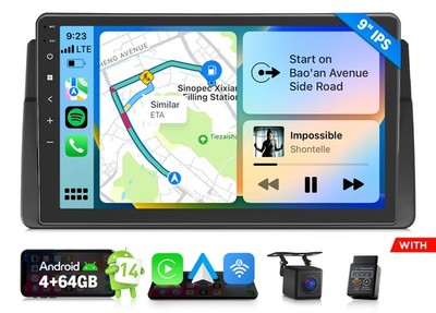 OBD+Fit BMW E46 320/325/330 9'' GPS Navi Car Radio Android 14 Touchscreen CarPlay