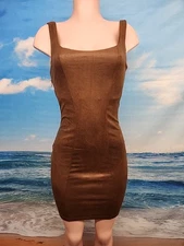 Nwt popilush Short Dress Attached Body Suit Brown Color Size Medium 