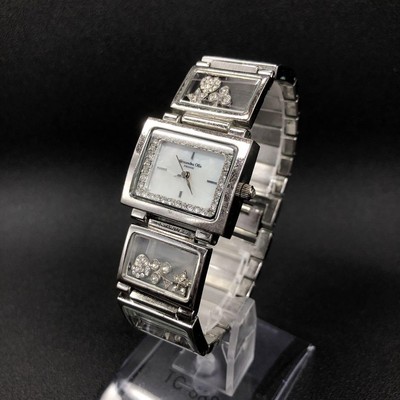 Alessandra Aura AO-800-3 Casual White Wristwatch Face Size 27.3mm Silver Used