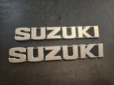 Set Of Two 2 Suzuki Fuel Gas Tank Emblems Vintage Genuine